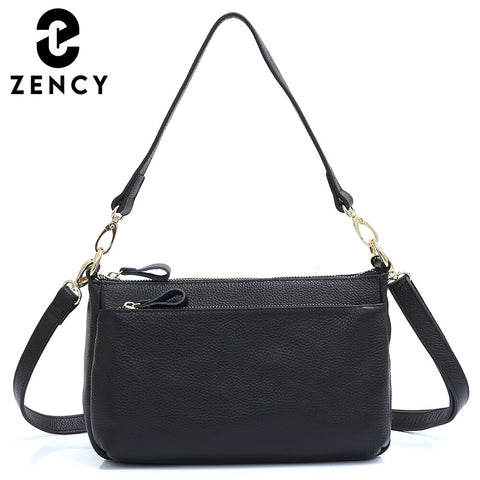 Image of Zency Genuine Leather Simple Classic New Female Shoulder Bag Square Small Commute Crossbody Handbag For Women High Quality Soft