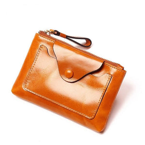 Zency 100% Genuine Leather Fashion Brown Women Short Wallet Hasp Zipper Luxury Coin Purse Card Holder Passcard Pocket Black