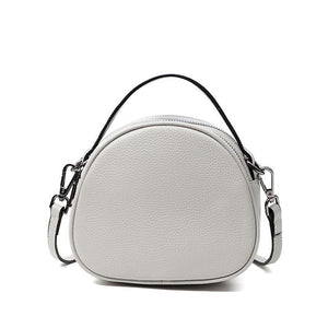 Zency Genuine Leather Retro Fashion Circular Crossbody Bags For Women 2021 Simple Luxury Small Lady Shoulder Bag Solid Handbag
