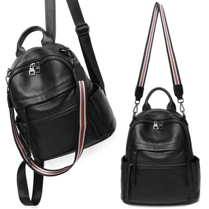 Zency Soft Genuine Leather Backpack Women's Bag for 2021 Spring Multifunction Large Capacity Knapsack Girl to School Bag Black