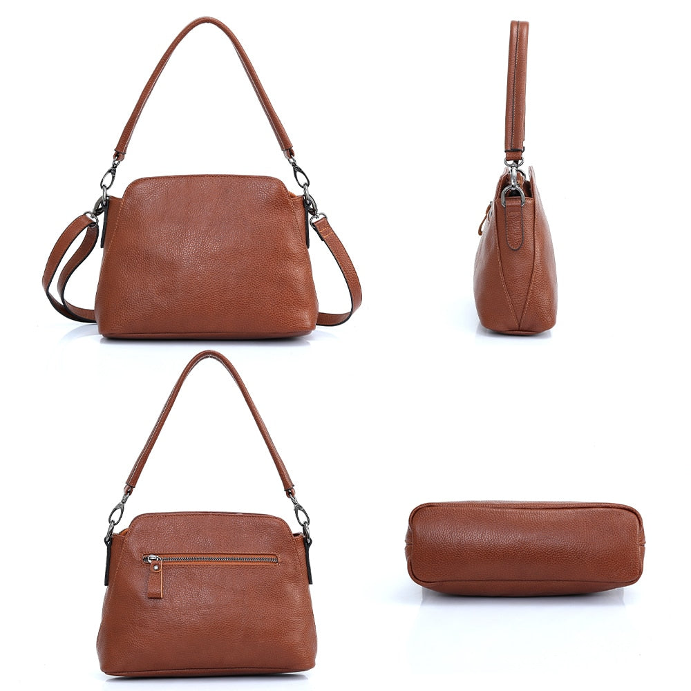 Zency Genuine Leather Bags For Women Vintage Simple Small Handbag Casual High Quality Female Shoulder Crossbody Tote Bag Autumn