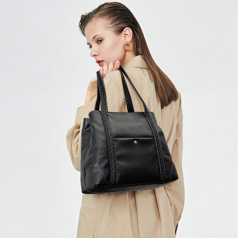 Image of Zency Soft Pu Leather Handbag Bussiness Work Ladies Shoulder Bag Simple Casual Shopping Women's Crossbody Bag High Quality Black
