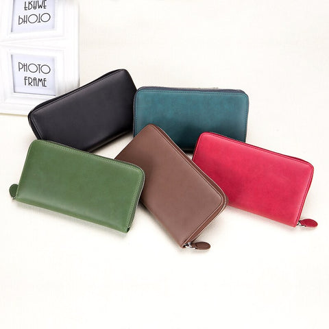 Zency Simple Fashion Women's Coin Pocket Card Holder Soft Genuine Leather Wallets High Quality Daily Casual Female Pures Green