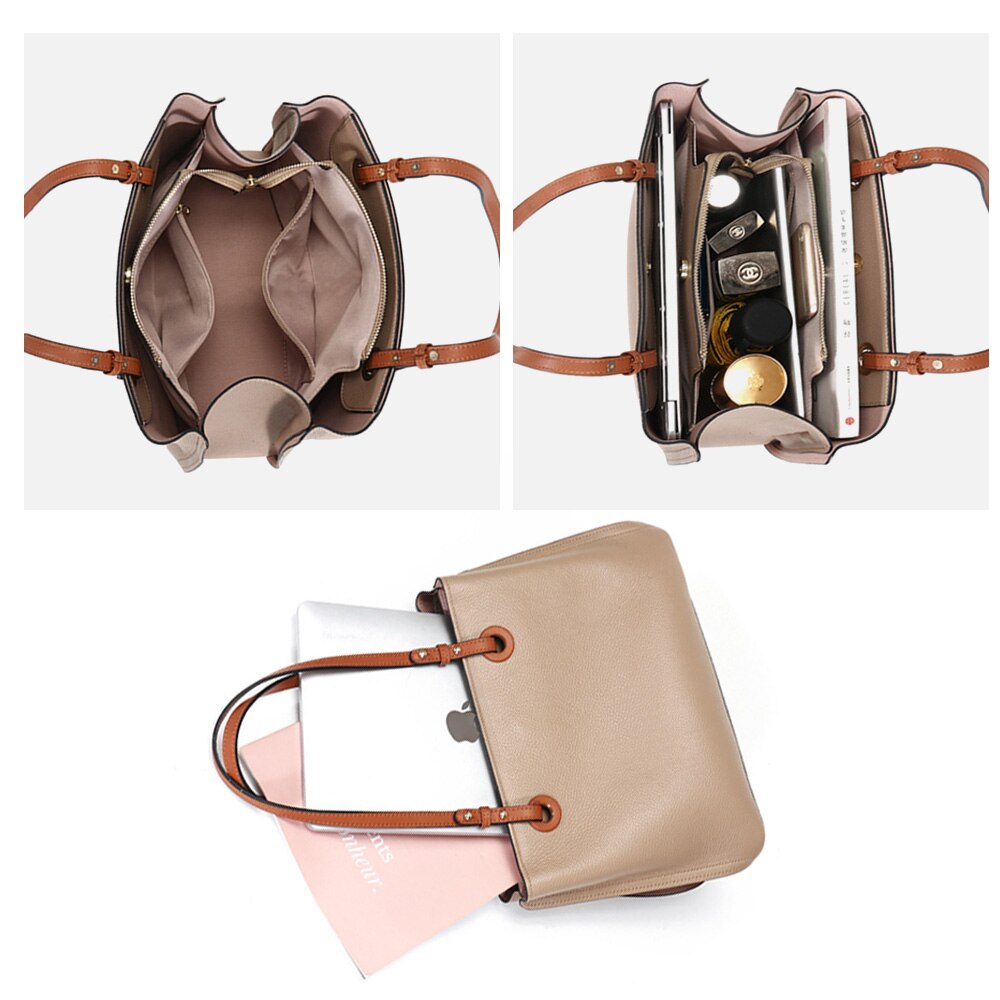 Zency Genuine Leather Shoulder Bags For Women's Summer Large Simple Female Tote Handbag Fashion Retro Casual Luxury Cummute New
