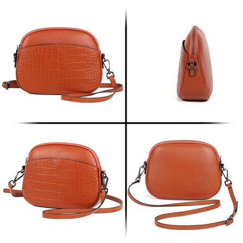 Image of Zency Genuine Leather New Summer Retro Shell Female Crossbody Bag Alligator High Quality Simple Women Zipper Shoulder Bags Solid