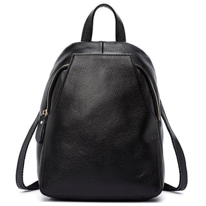 Zency 100% Natural Leather Women Backpack Fashion Grey Simple Girl's Schoolbag Casual Travel Bag Female Daily Knapsack Black