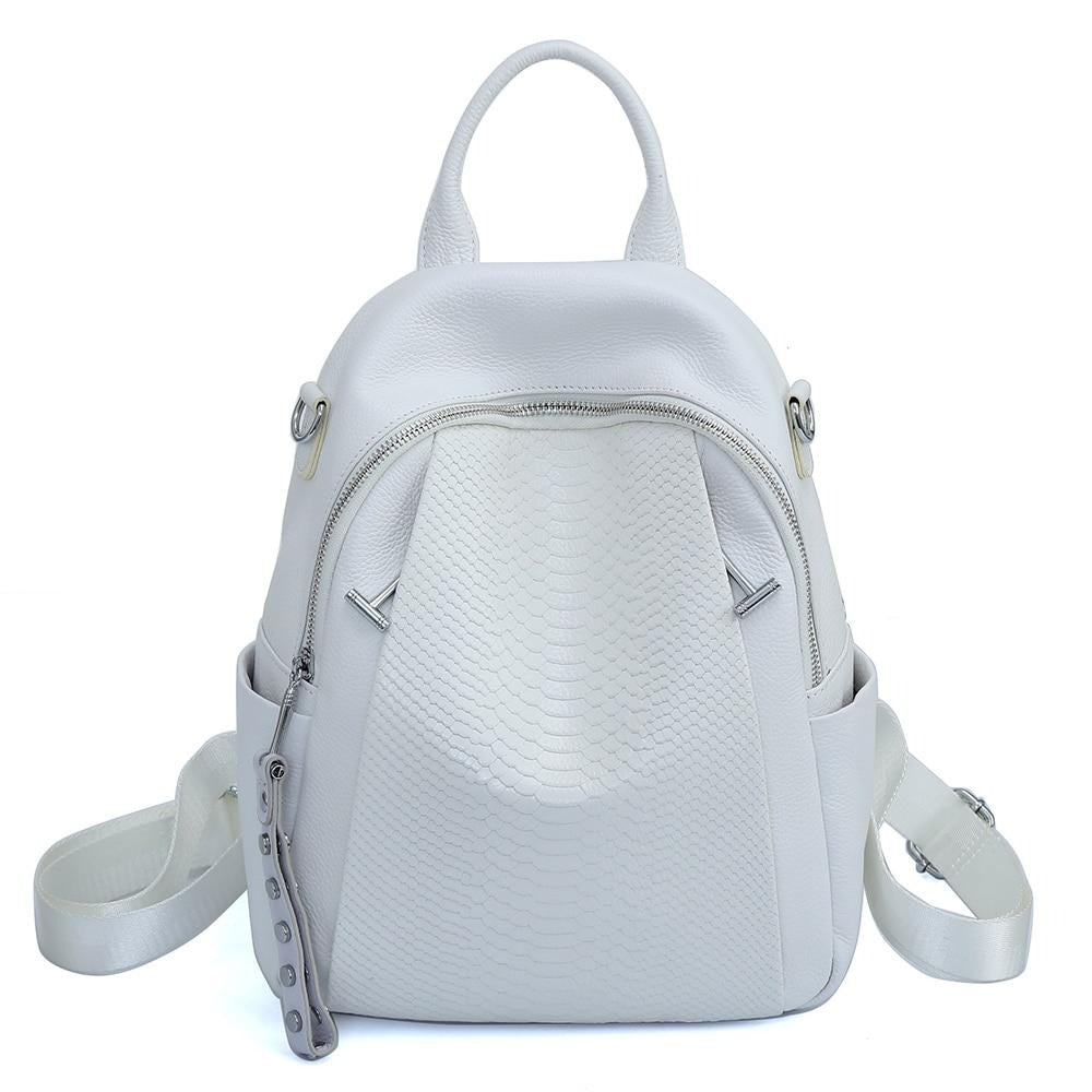 Zency Genuine Leather Backpack For Women Fashion Alligator Rivet High Quality Satchel Female Shoulder Travel School Bag Rucksack