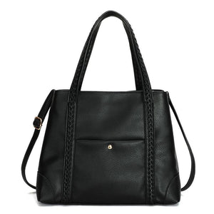 Zency Soft Pu Leather Handbag Bussiness Work Ladies Shoulder Bag Simple Casual Shopping Women's Crossbody Bag High Quality Black