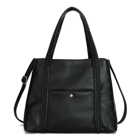 Image of Zency Soft Pu Leather Handbag Bussiness Work Ladies Shoulder Bag Simple Casual Shopping Women's Crossbody Bag High Quality Black