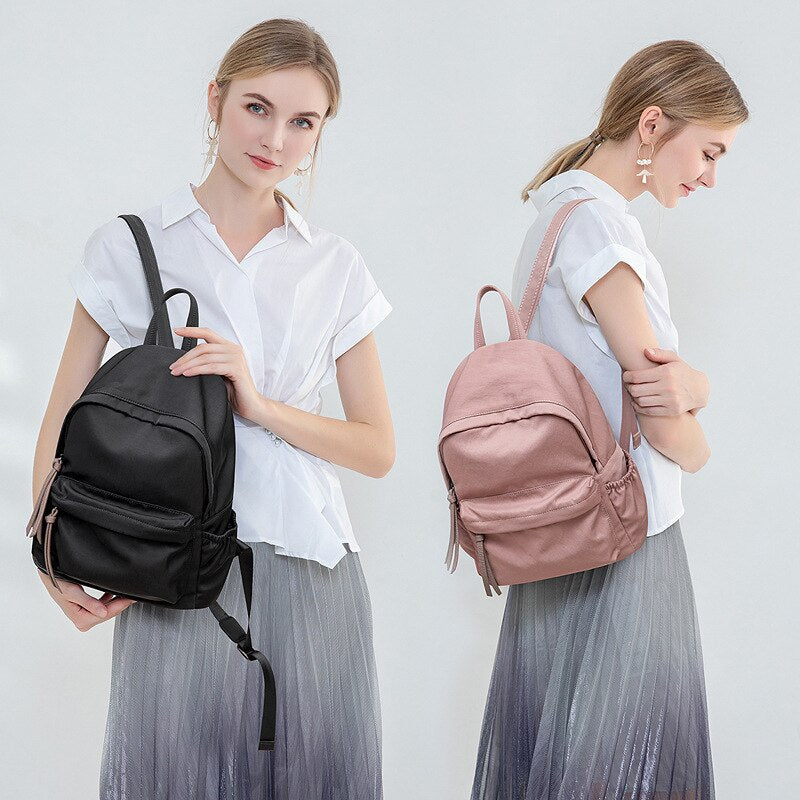Zency Daily Casual Large Capacity Female Rucksack Soft Waterproof Nylon Women's Backpack All-match Teenager School Bag Black