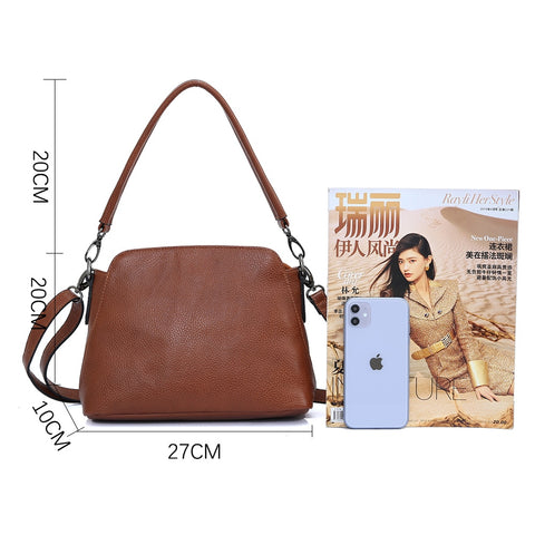Image of Zency Genuine Leather Bags For Women Vintage Simple Small Handbag Casual High Quality Female Shoulder Crossbody Tote Bag Autumn