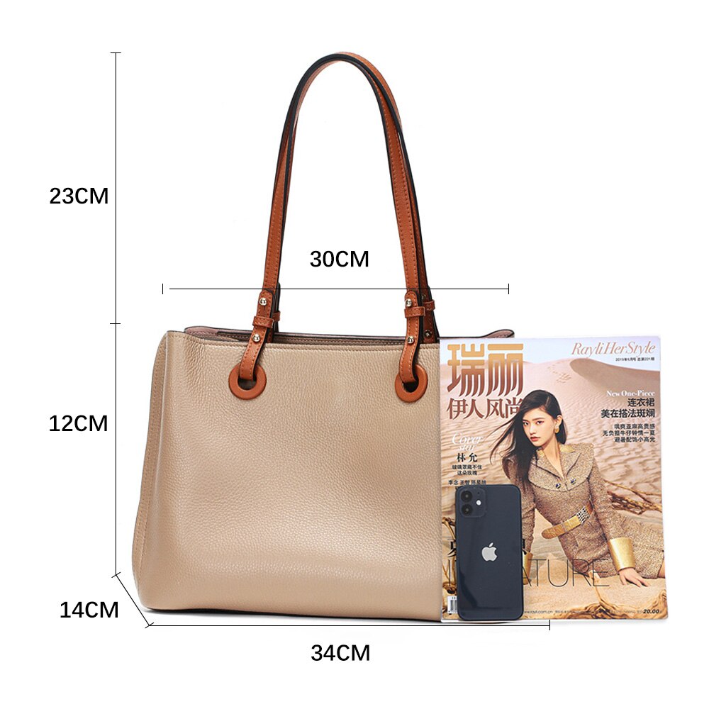Zency Genuine Leather Shoulder Bags For Women's Summer Large Simple Female Tote Handbag Fashion Retro Casual Luxury Cummute New
