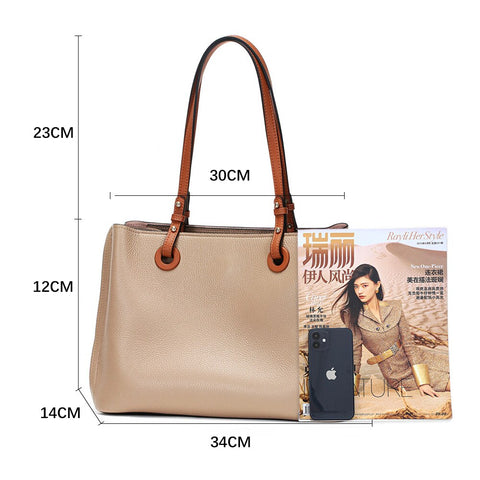 Image of Zency Genuine Leather Shoulder Bags For Women's Summer Large Simple Female Tote Handbag Fashion Retro Casual Luxury Cummute New