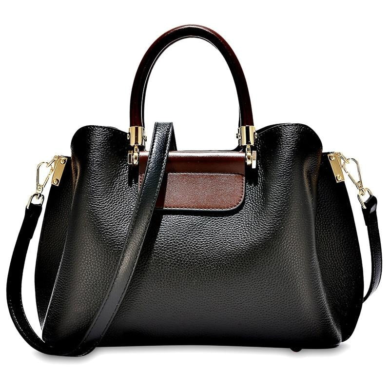 Zency Office Lady Tote Handbag 100% Genuine Leather Fashion Brown Female Crossbody Messenger Purse Large Capacity Shoulder Bags