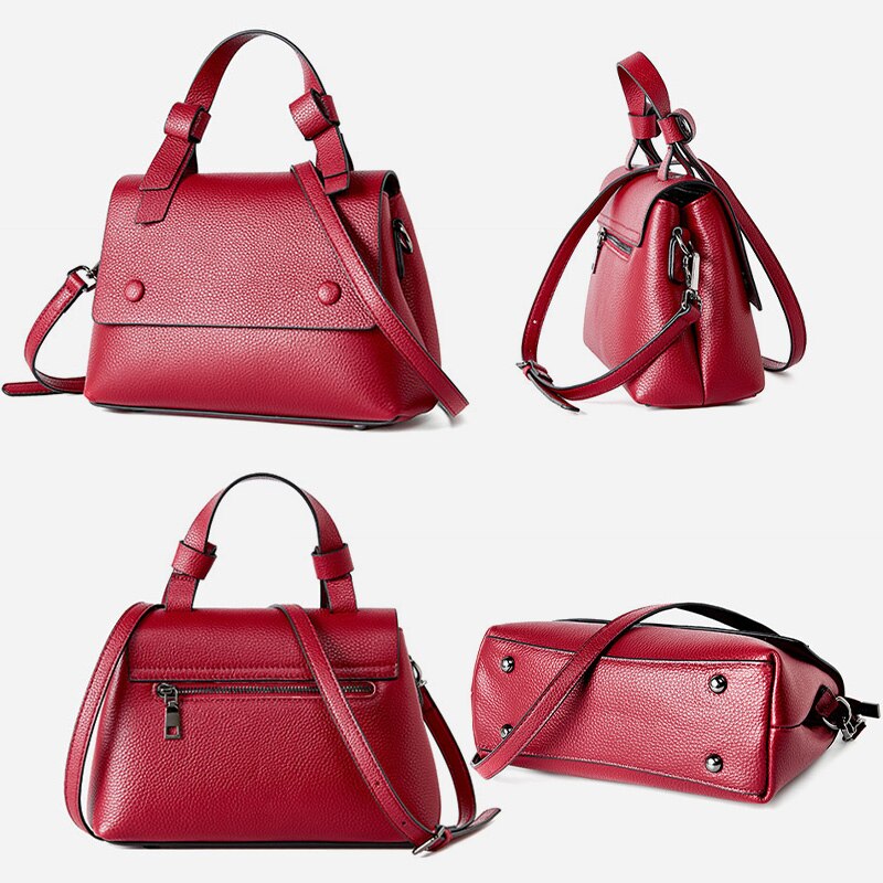 Zency Soft Genuine Leather Handbag 2021 Fashion Elegant Female Top-Handle Bag Simple Casual Women's Crossbody Shoulder Bag